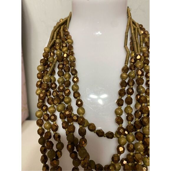 VINTAGE SILPADA style 925 SILVER NECKLACE COPPER SEED MULTI-STRAND CLASSIC - Picture 5 of 12